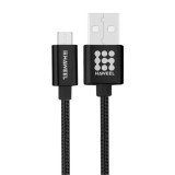 CABLE HAWEEL STYLE METAL MICRO USB 3A 1MTRO NEGRO HAW0040