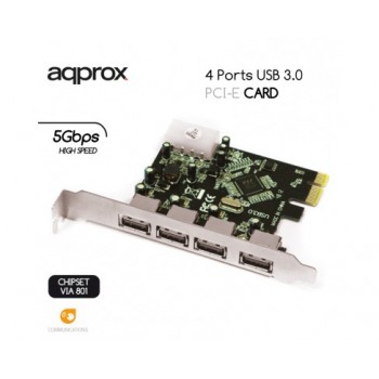 TARJETA PCIE APPROX 4 PUERTOS USB 3.0 APPPCIE4P